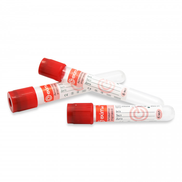 Пробірка VACUSEL з червоною кришкою, з активатором згортання, 5 мл